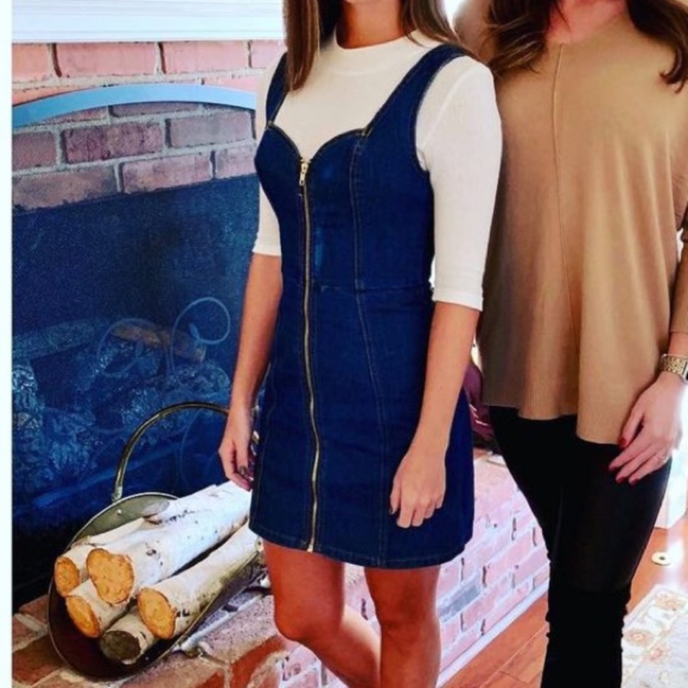 XS zip up denim dress